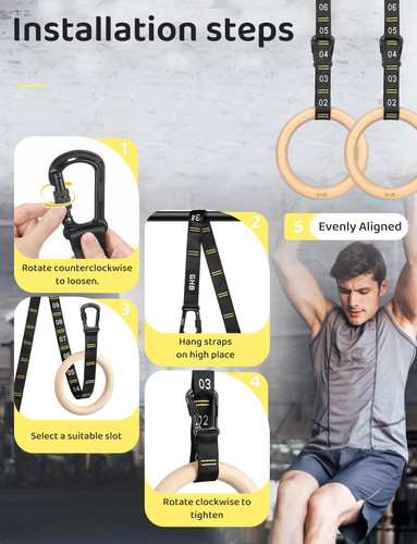 Wooden gymnastic rings - wooden,